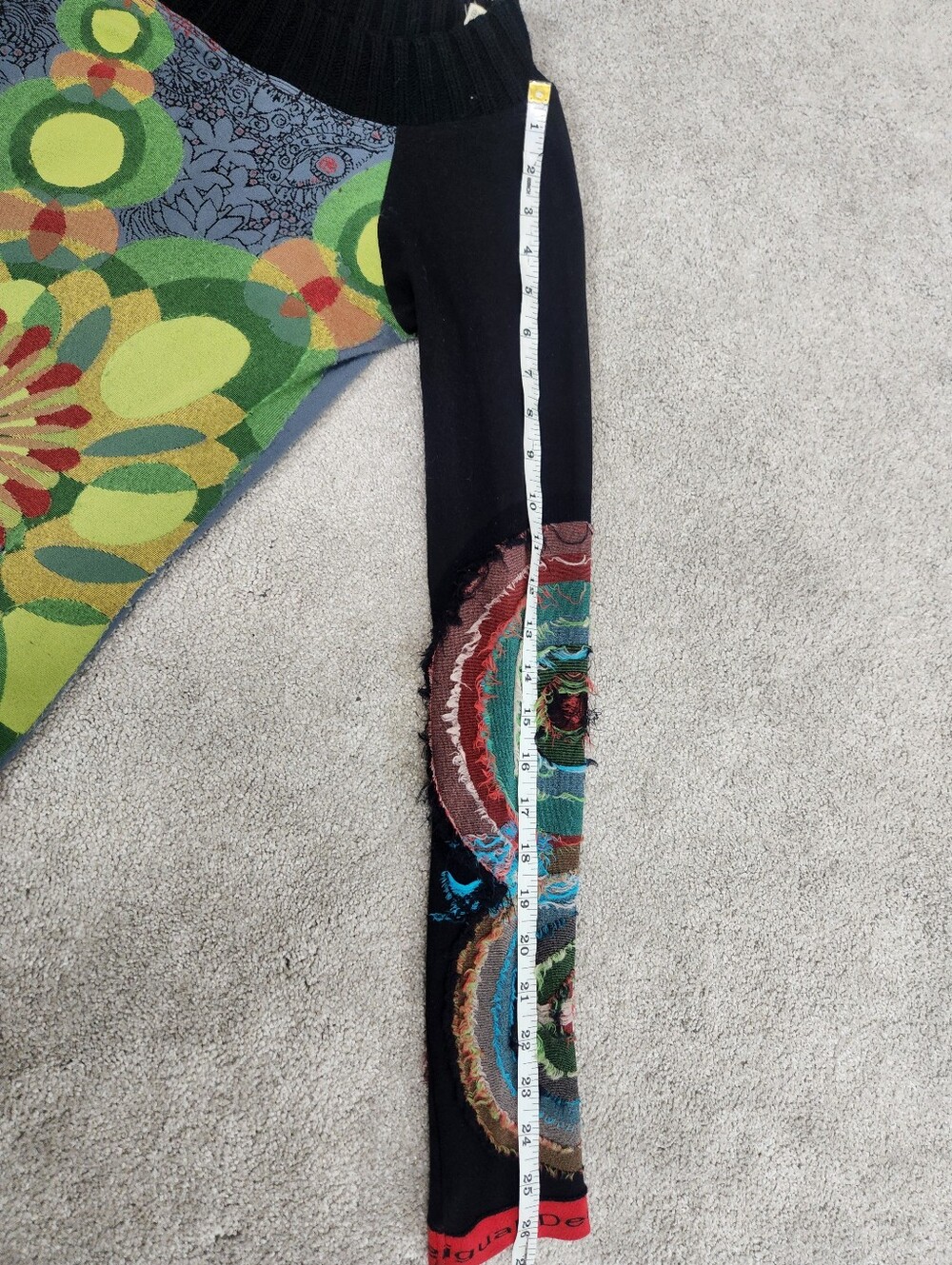 Desigual Mixed Media Long Sleeve Stretch Dress Sz M Artsy Art To Wear Grunge Y2K - Picture 9 of 15
